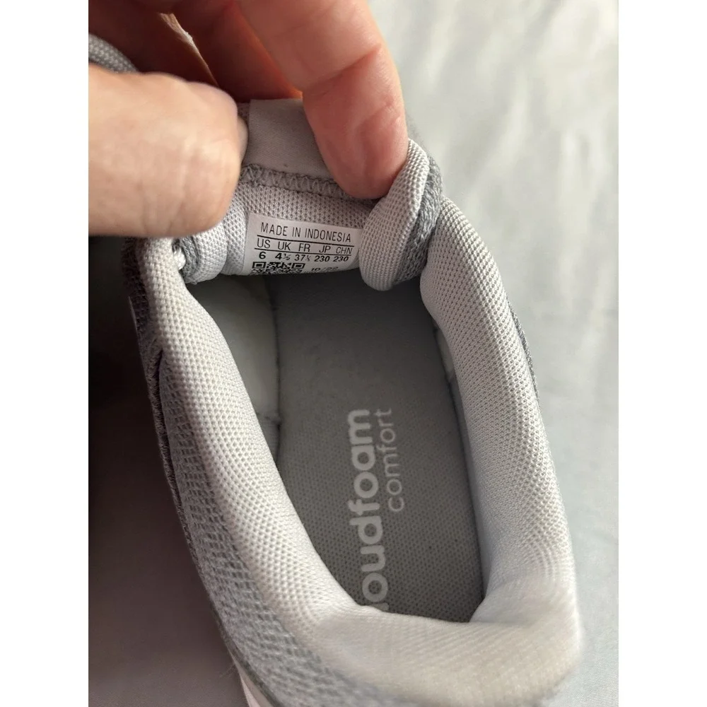 Adidas Cloudfoam Womens Size 6 Gray White Running Shoes Athletic Sneakers - Picture 7 of 9